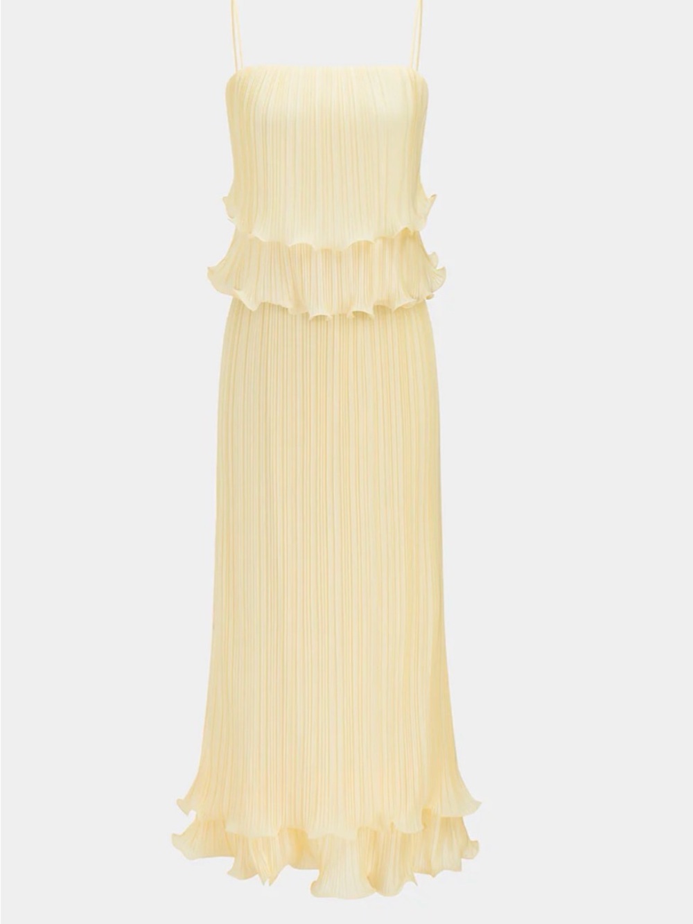 Commense Pale Yellow Pleated Ruffle Cami and Wide-Leg Set - Picture 3 of 3